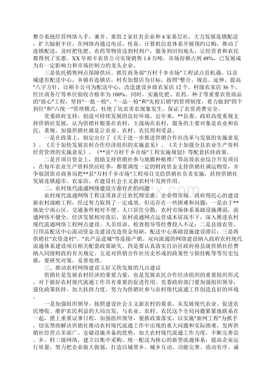 新网工程调研报告县供销社发展农村现代流通网络情况调研报告Word文档格式.docx_第3页