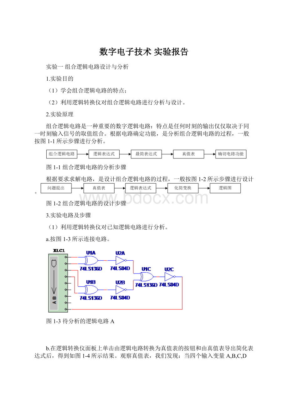 数字电子技术 实验报告.docx_第1页