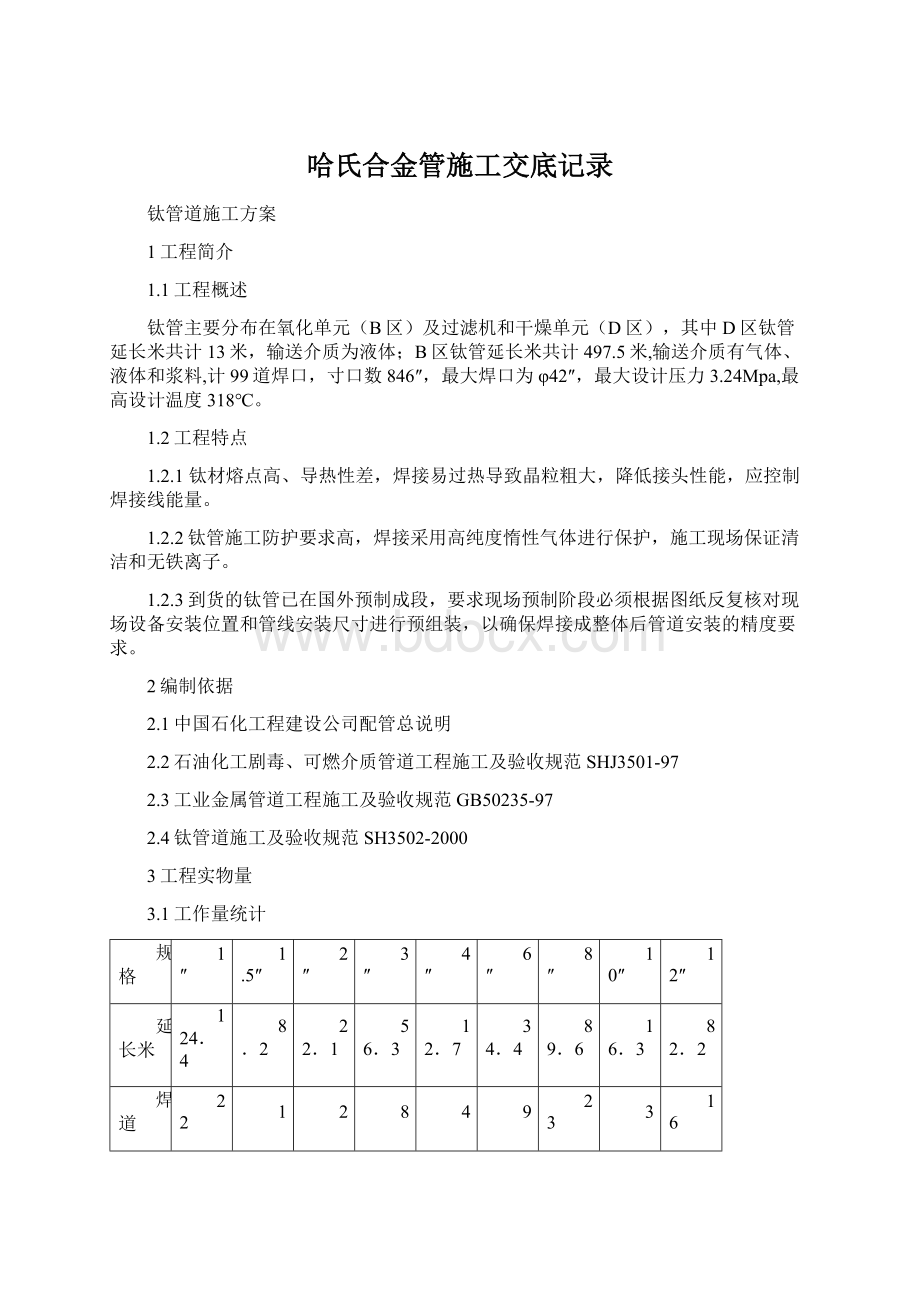 哈氏合金管施工交底记录.docx_第1页