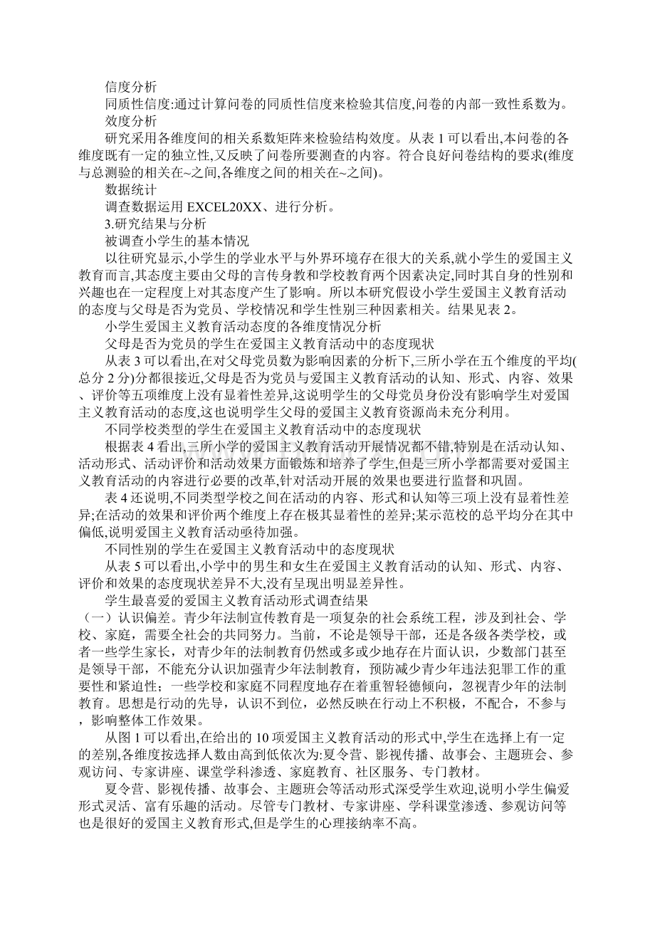 20XX关于小学生爱国主义教育活动现状调研报告Word格式.docx_第2页