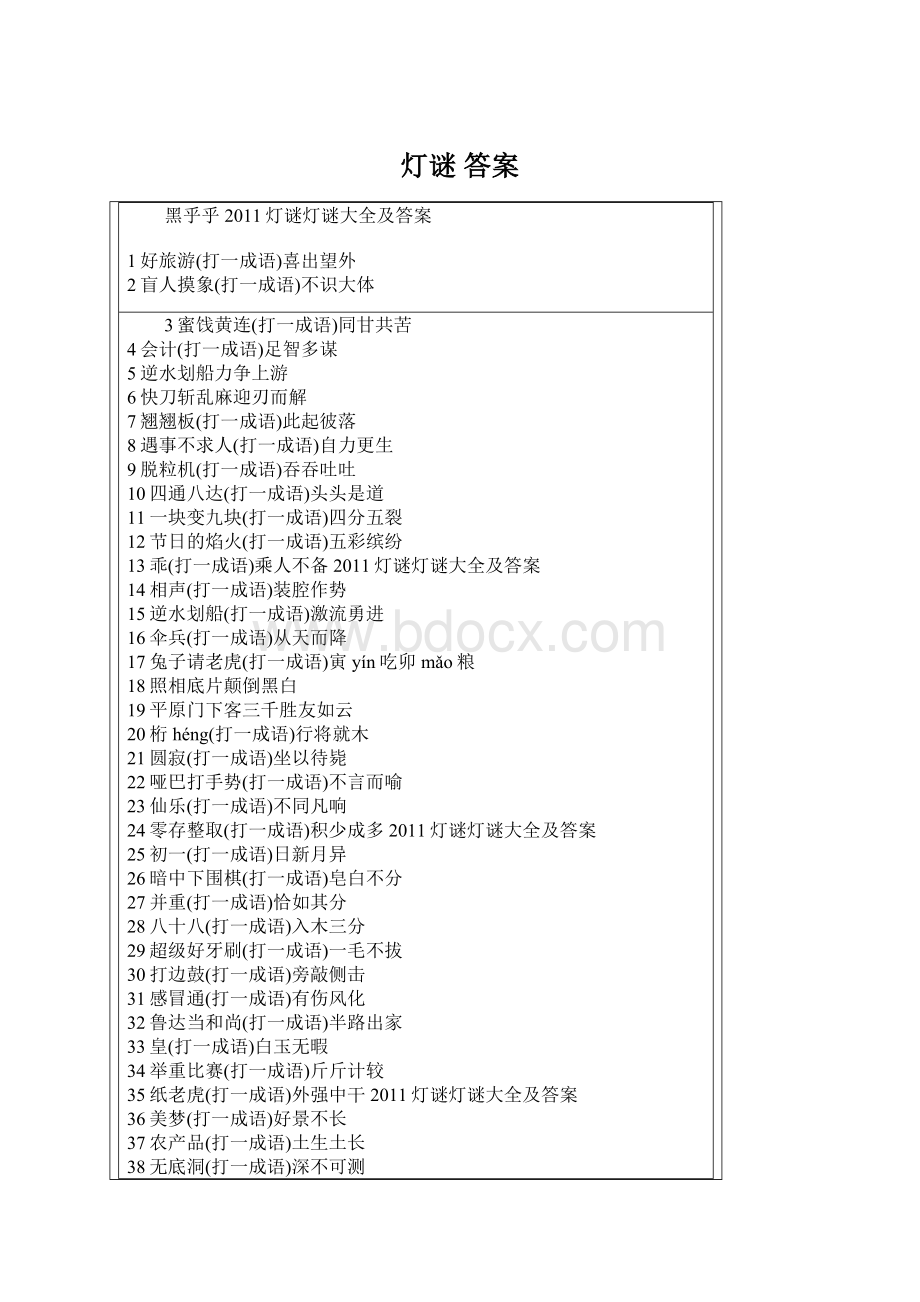 灯谜 答案Word文档下载推荐.docx