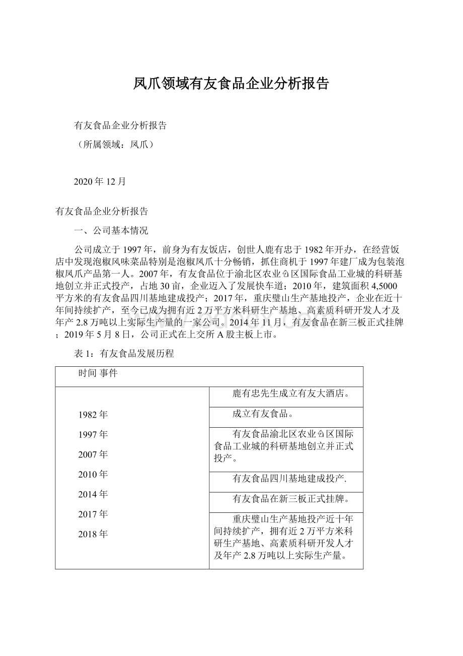 凤爪领域有友食品企业分析报告.docx_第1页