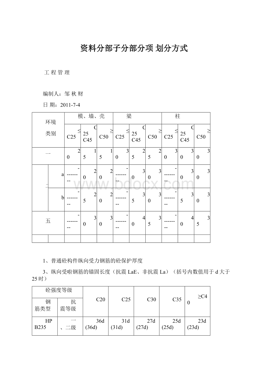 资料分部子分部分项 划分方式.docx_第1页