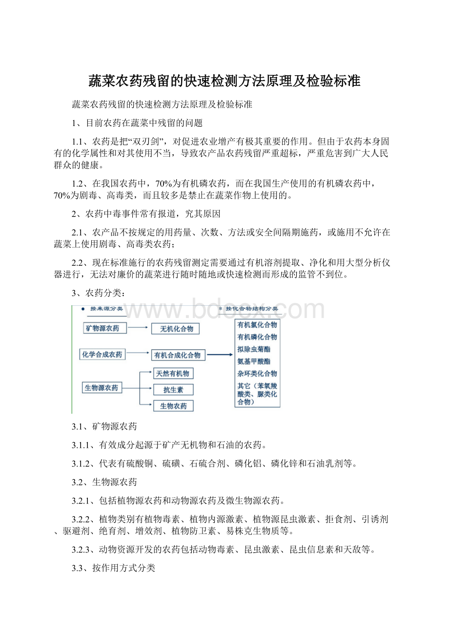 蔬菜农药残留的快速检测方法原理及检验标准Word文档格式.docx_第1页