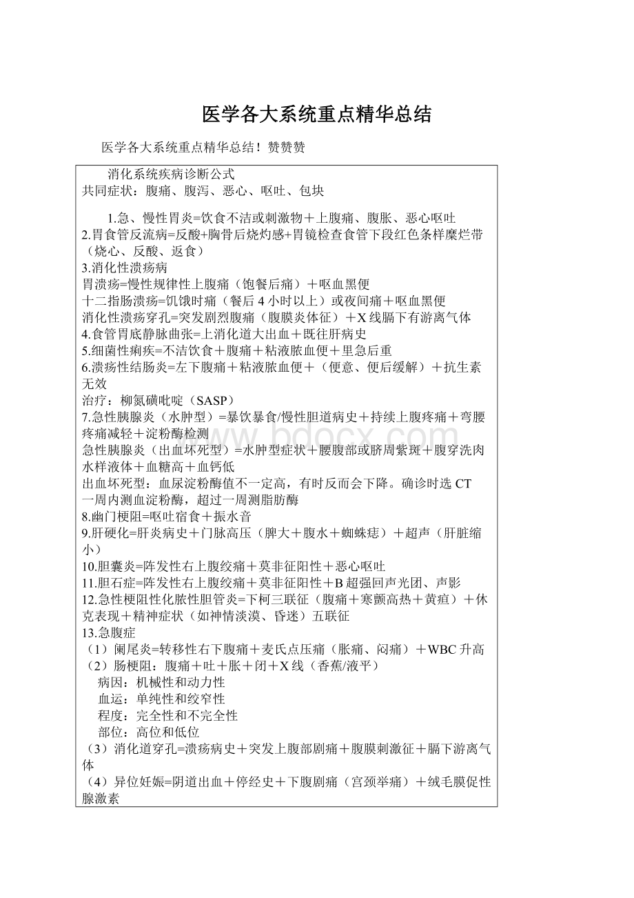 医学各大系统重点精华总结Word文档下载推荐.docx_第1页