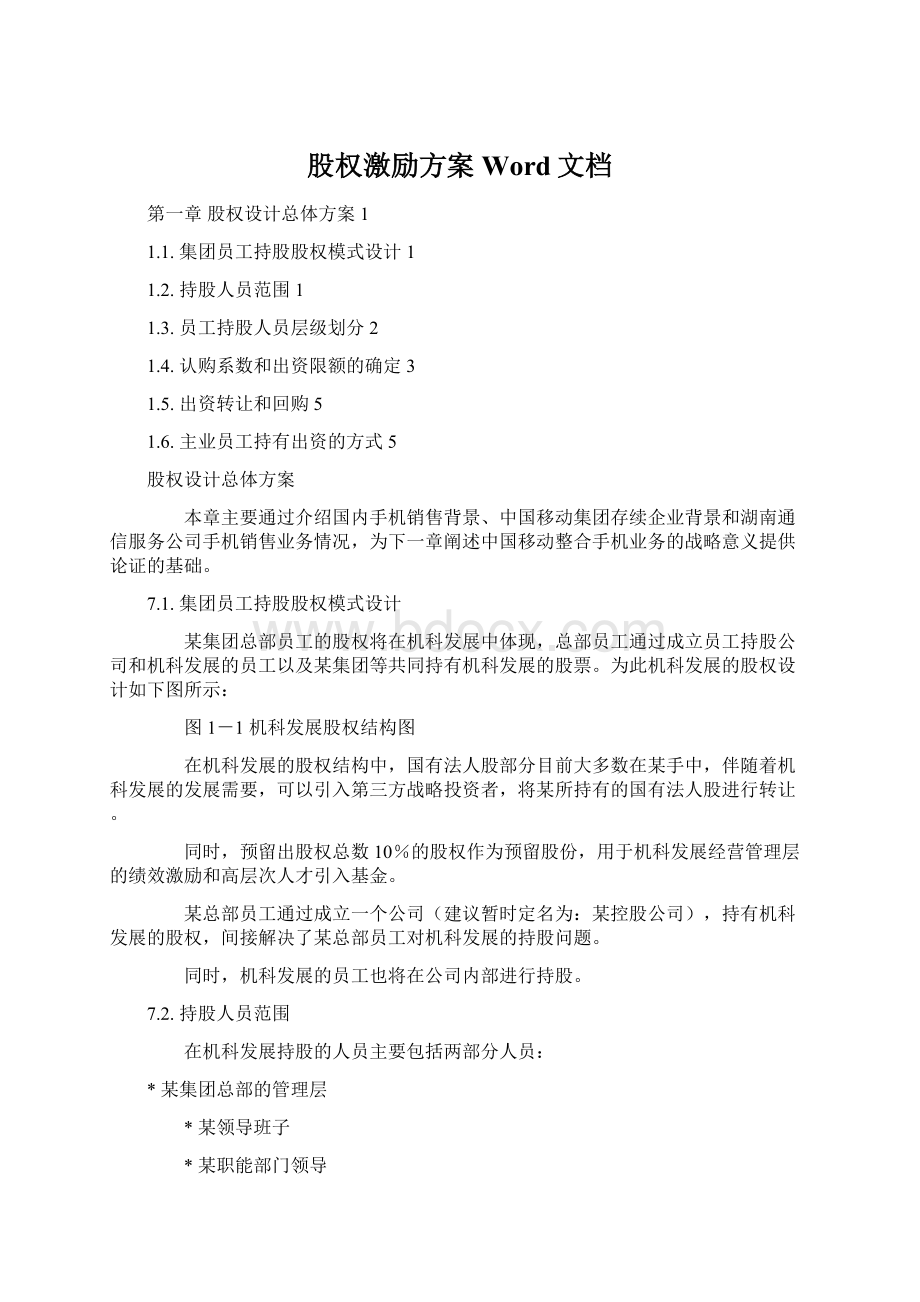 股权激励方案Word文档Word格式.docx