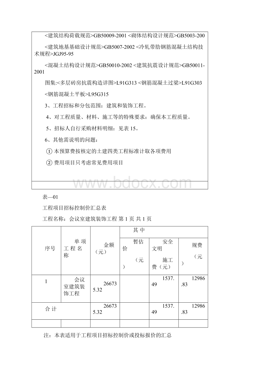 5156砖混会议室建筑装饰工程招标控制价及图纸.docx_第2页