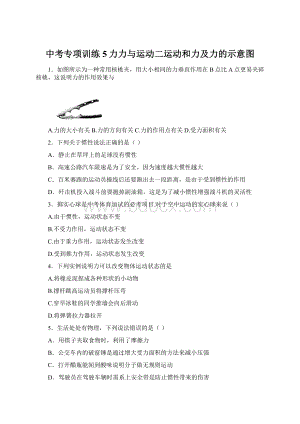 中考专项训练5力力与运动二运动和力及力的示意图Word格式文档下载.docx