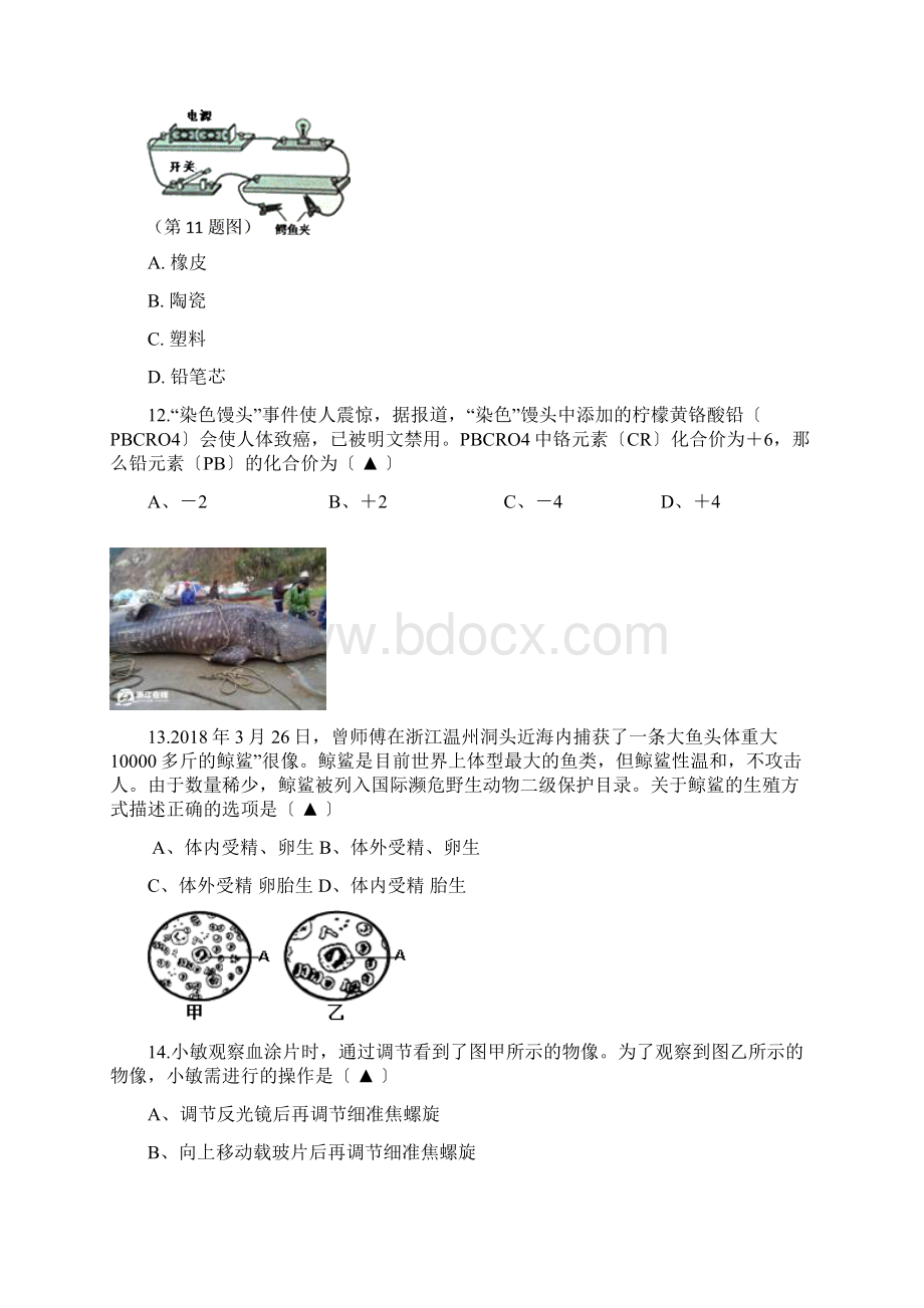 浙江温州地区初三下学期年中学业水平检测科学试题.docx_第3页