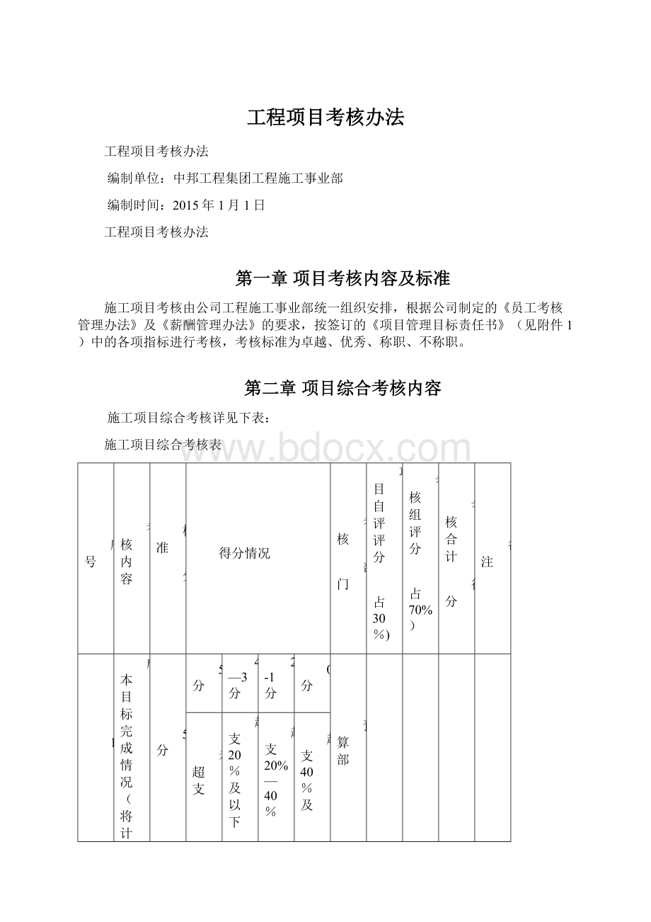 工程项目考核办法Word文件下载.docx