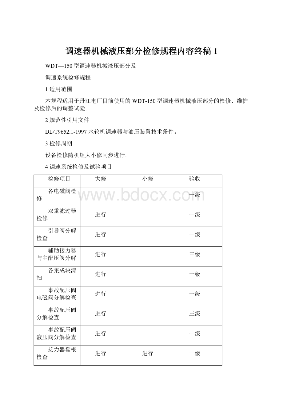 调速器机械液压部分检修规程内容终稿1.docx_第1页