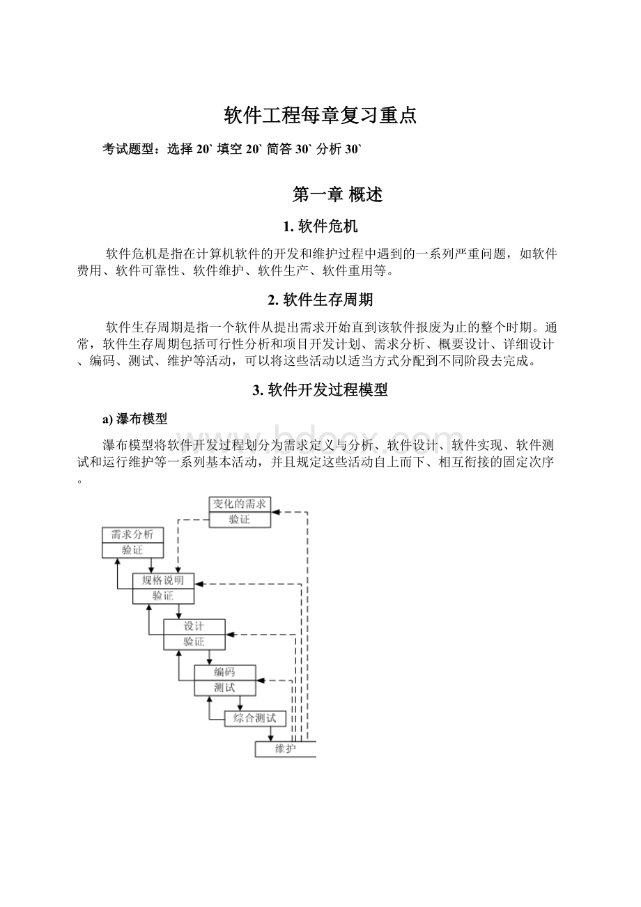 软件工程每章复习重点Word格式文档下载.docx