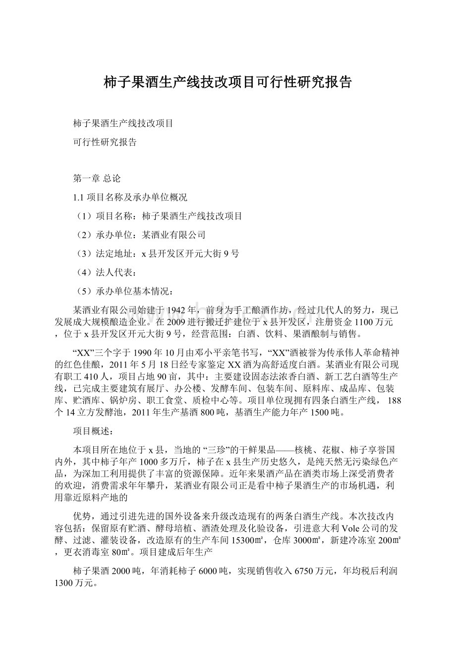 柿子果酒生产线技改项目可行性研究报告.docx