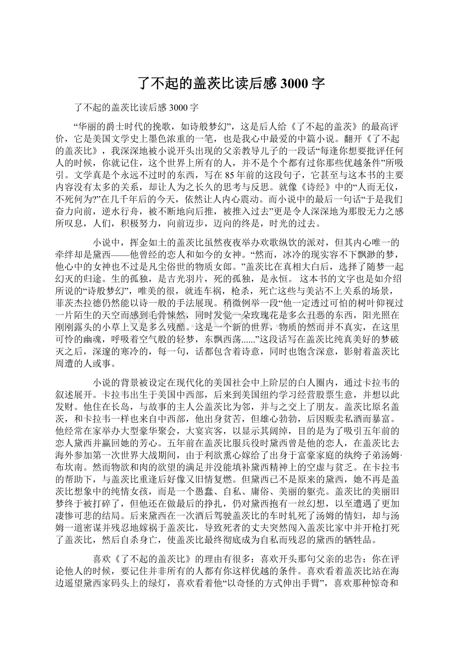 了不起的盖茨比读后感3000字.docx_第1页