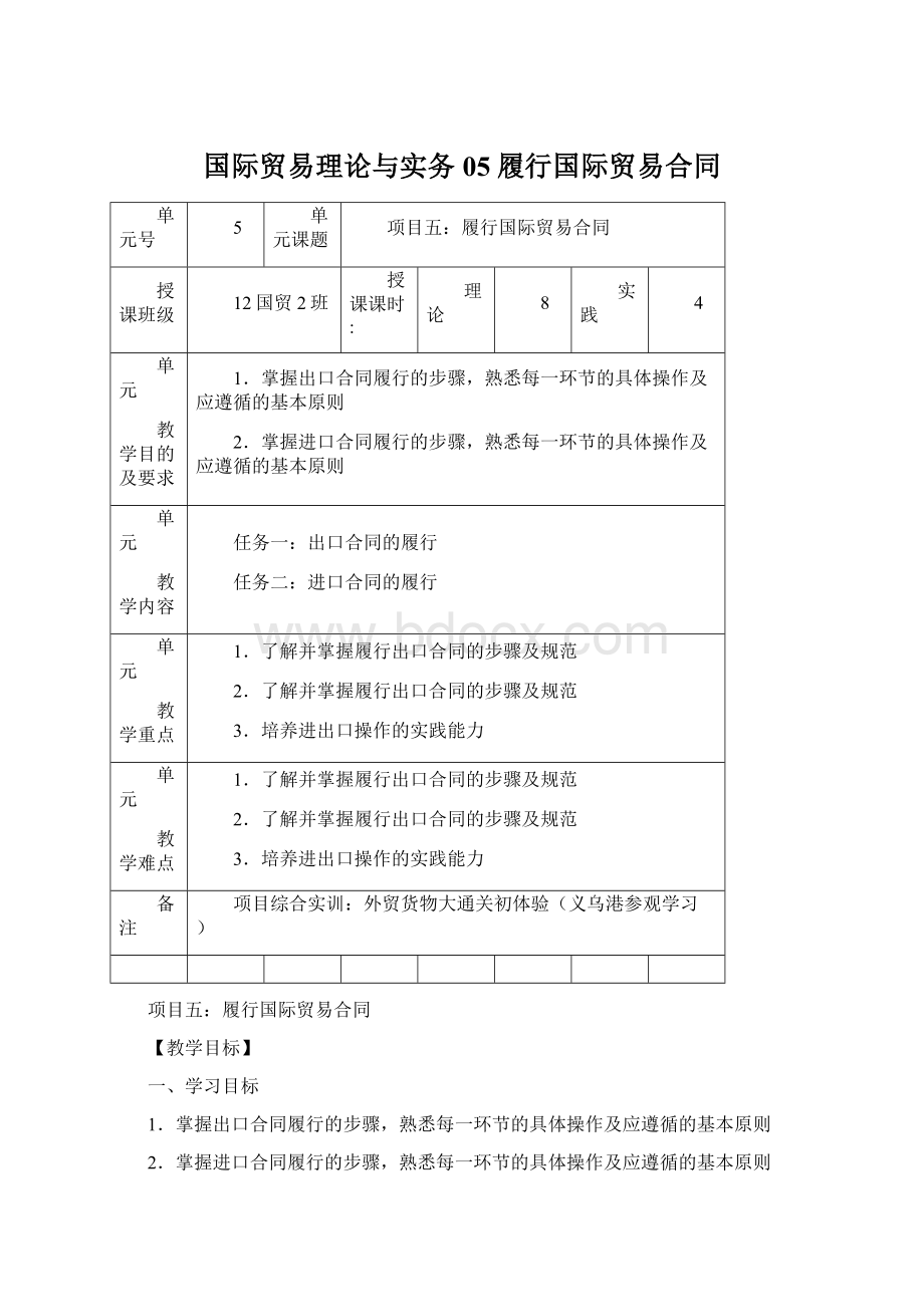 国际贸易理论与实务05履行国际贸易合同.docx