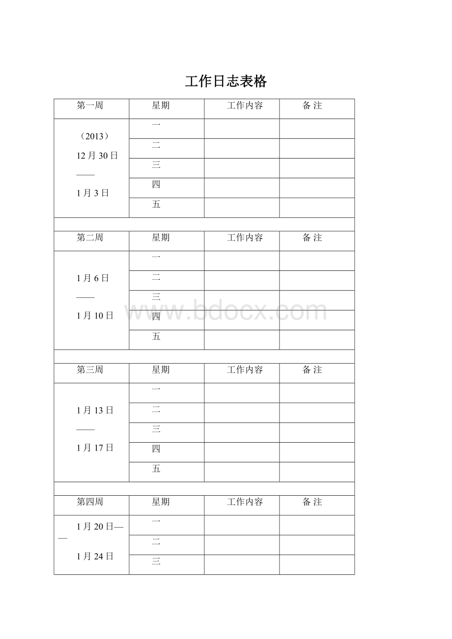 工作日志表格.docx_第1页