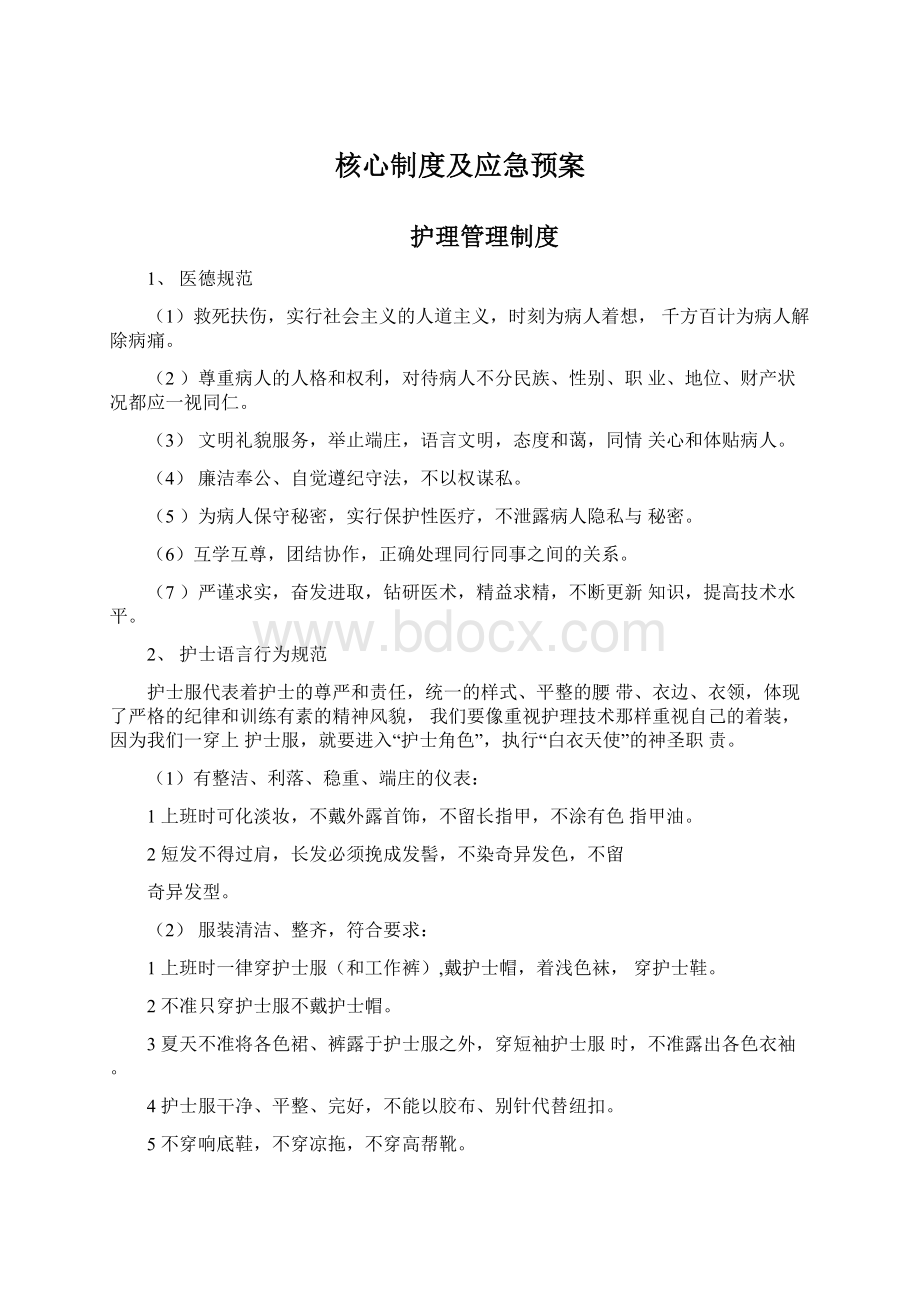 核心制度及应急预案Word文档下载推荐.docx