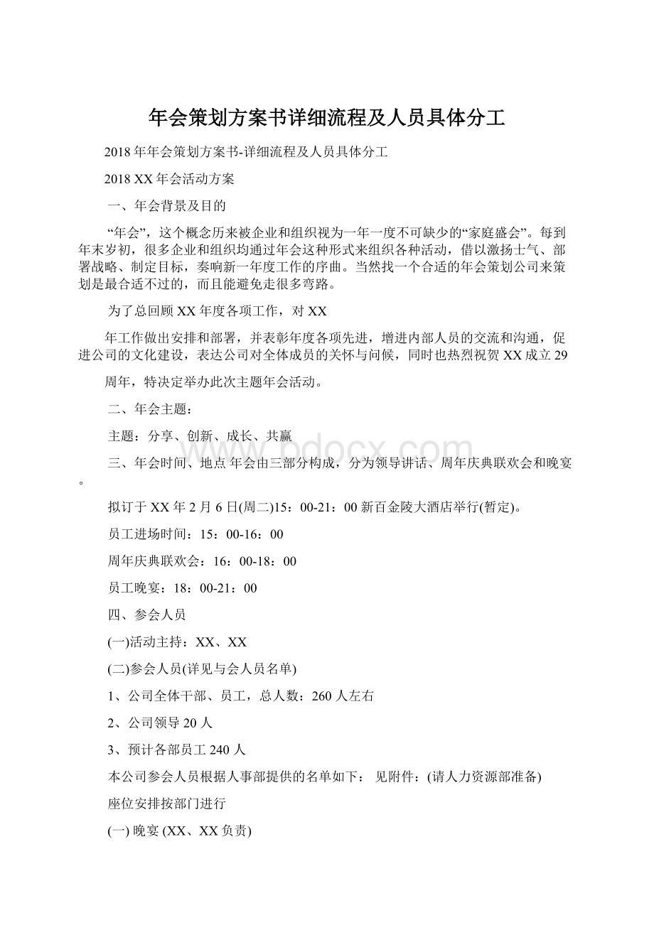 年会策划方案书详细流程及人员具体分工.docx_第1页