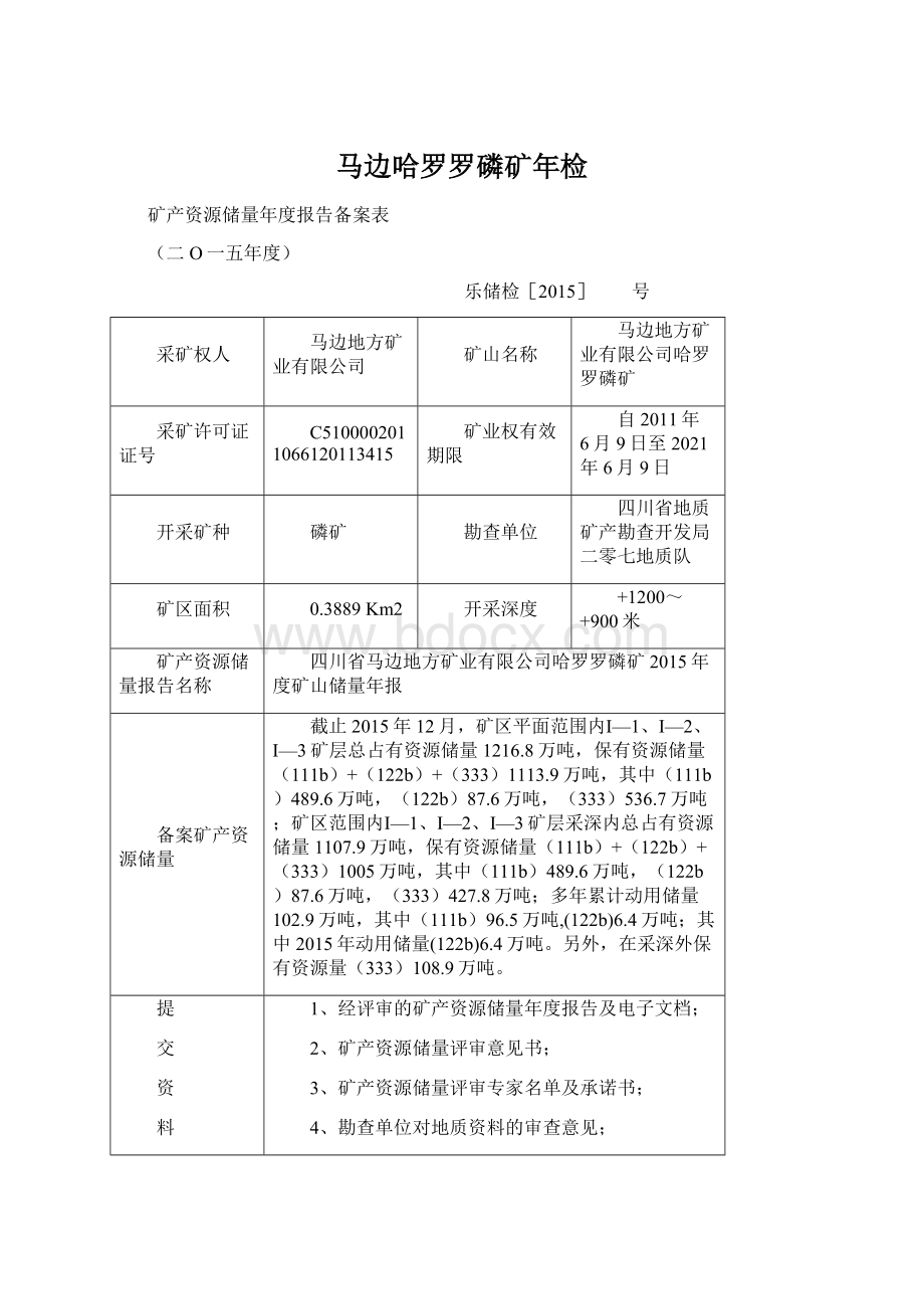 马边哈罗罗磷矿年检.docx