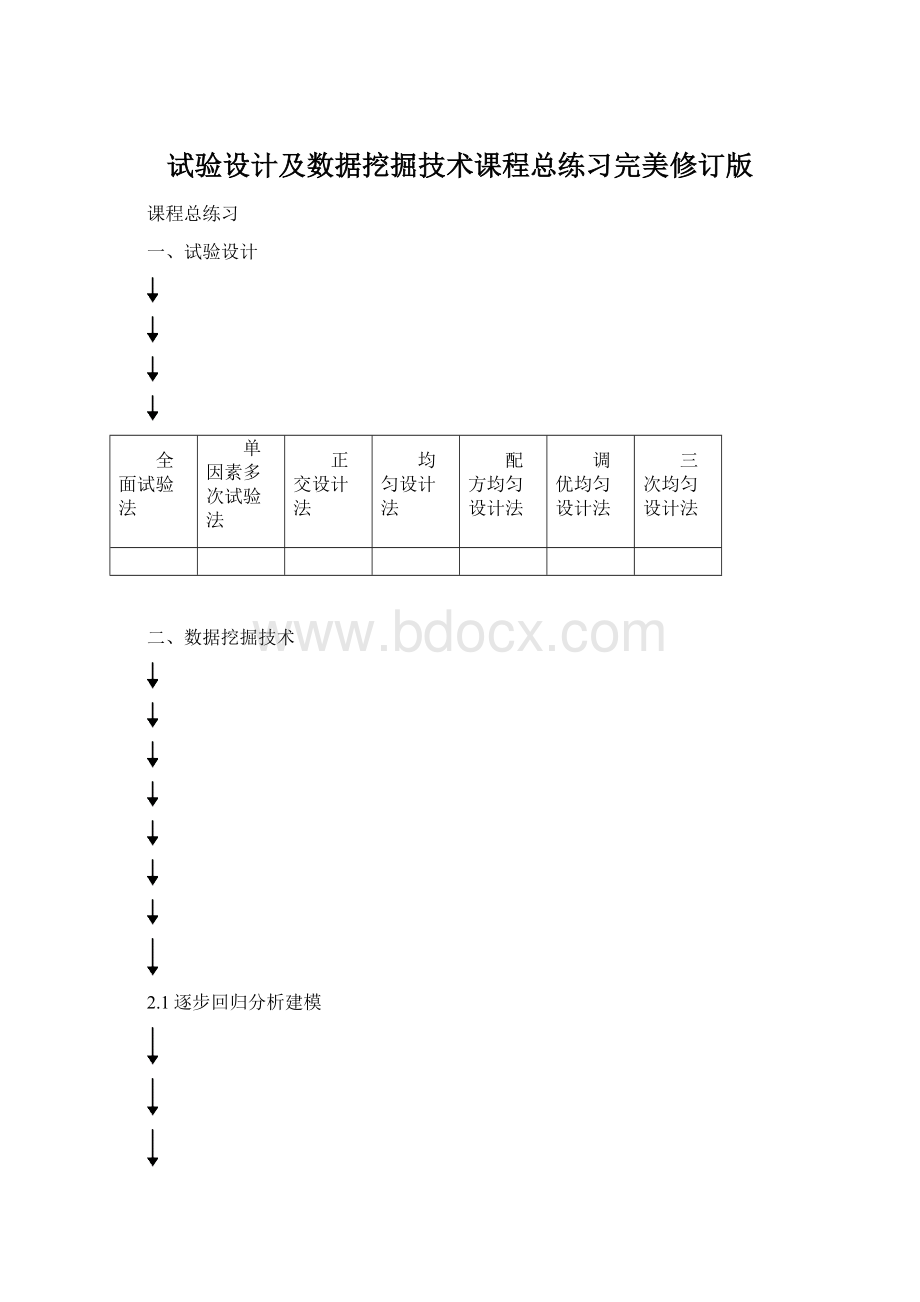 试验设计及数据挖掘技术课程总练习完美修订版文档格式.docx