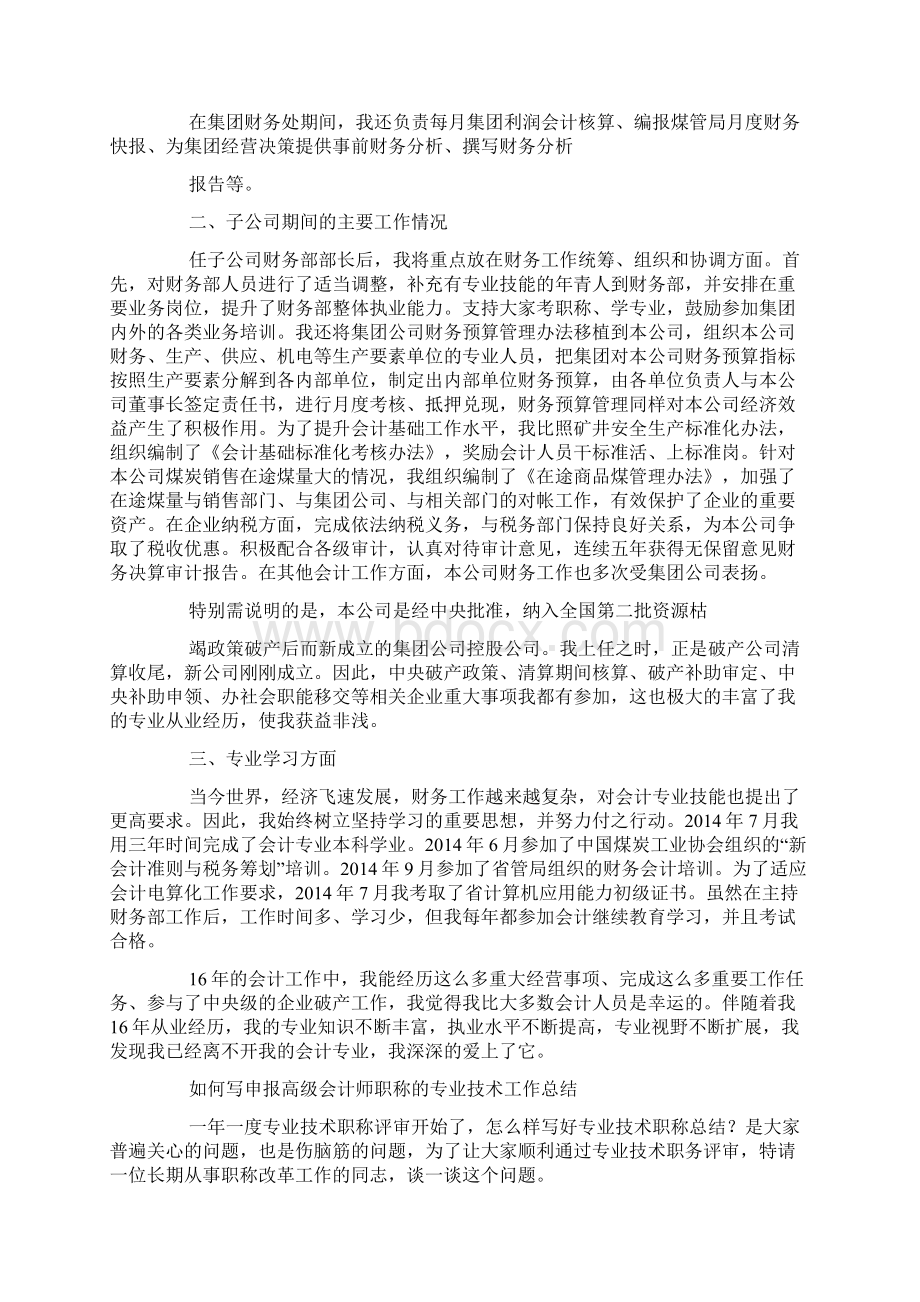 高级会计师专业技术工作总结文档格式.docx_第2页