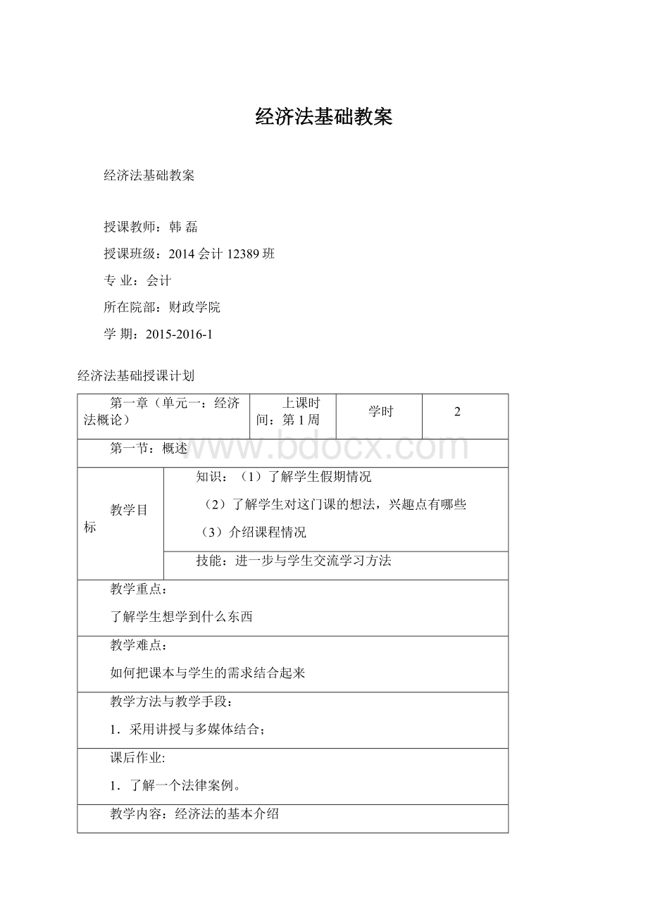 经济法基础教案Word下载.docx