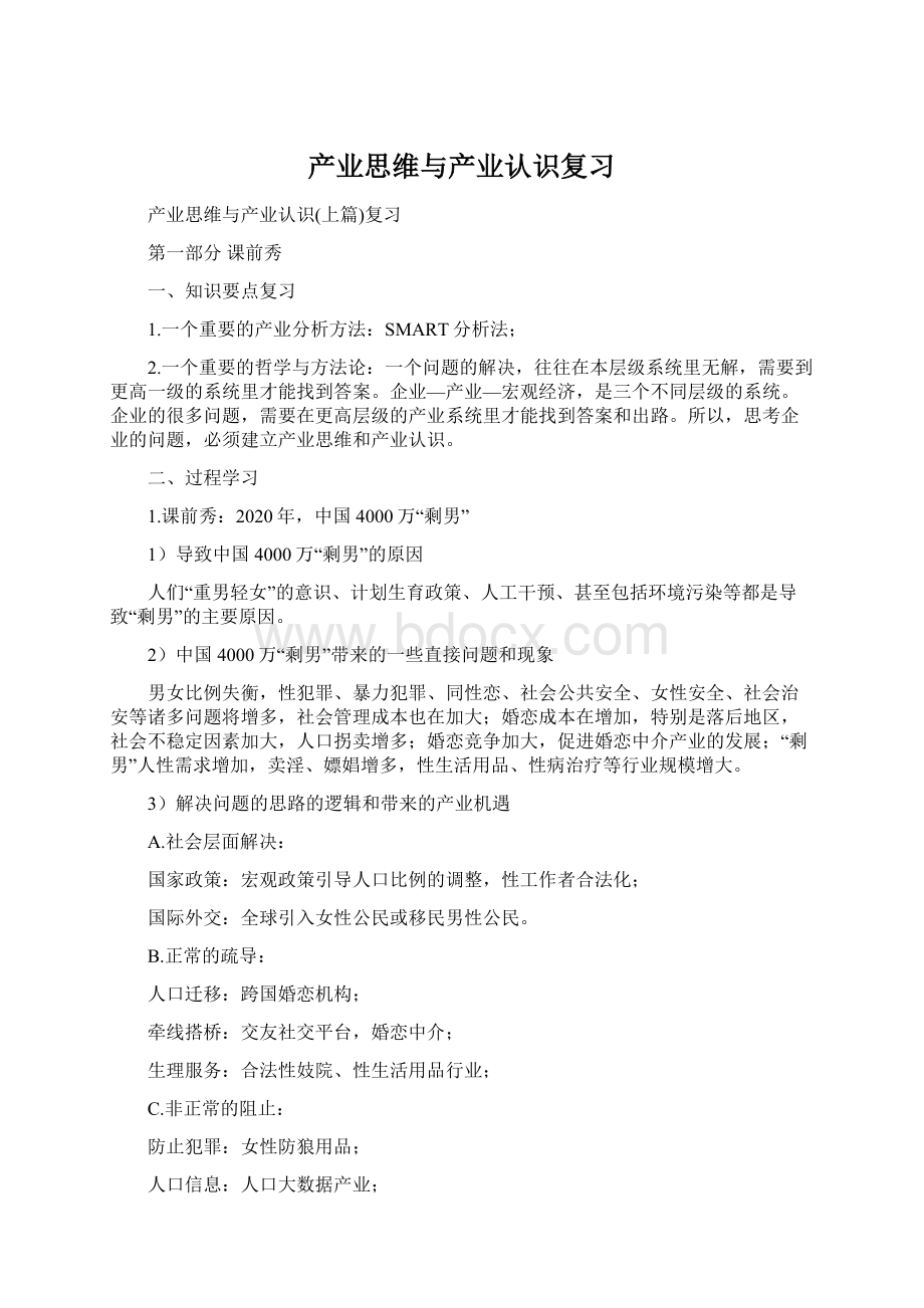 产业思维与产业认识复习Word文件下载.docx