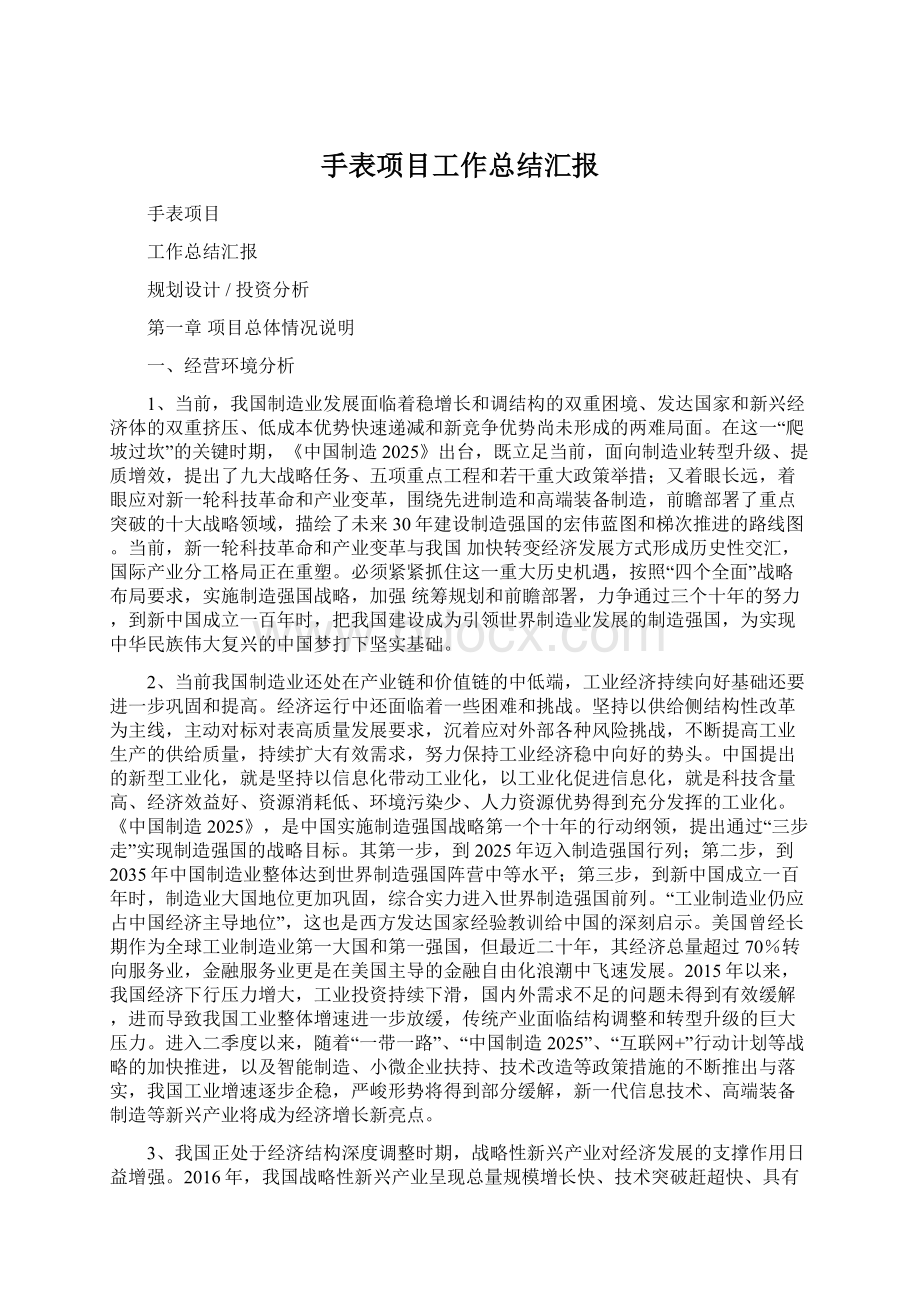 手表项目工作总结汇报.docx_第1页