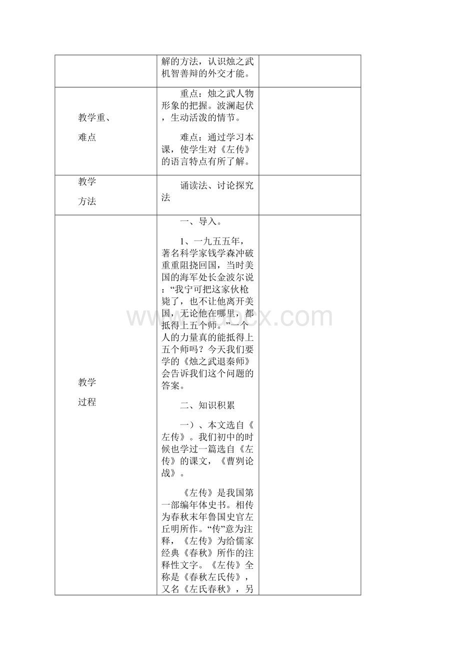 安徽省长丰县高中语文4烛之武退秦师教案1.docx_第2页