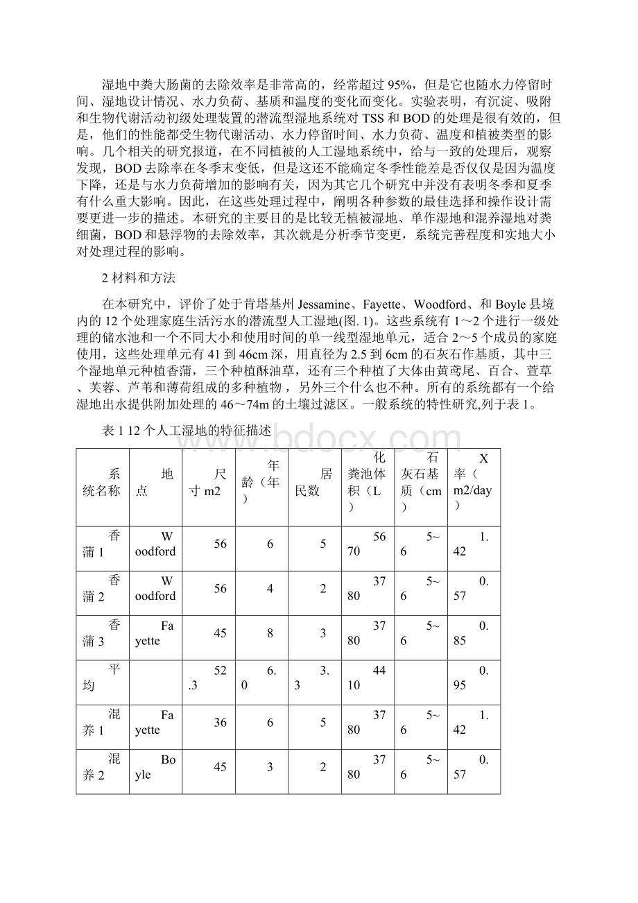 n植物在人工湿地处理生活污水中对粪细菌生化需氧量和悬浮物去除的影响文档格式.docx_第2页