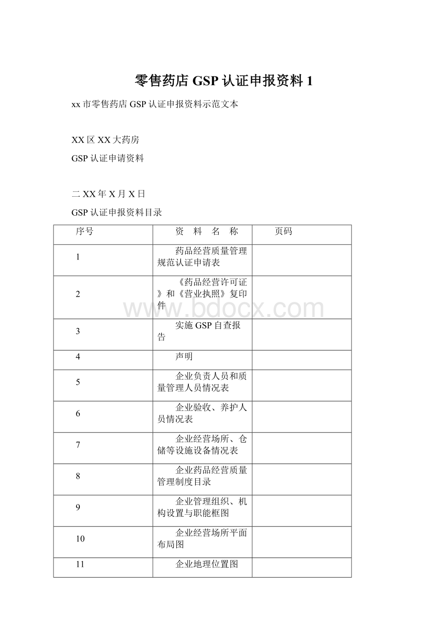 零售药店GSP认证申报资料1.docx_第1页