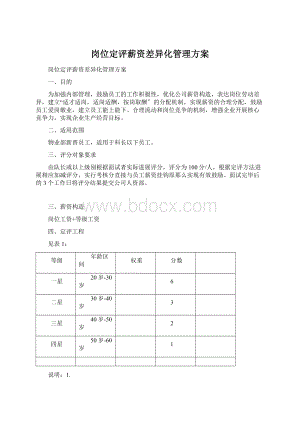 岗位定评薪资差异化管理方案Word文档格式.docx