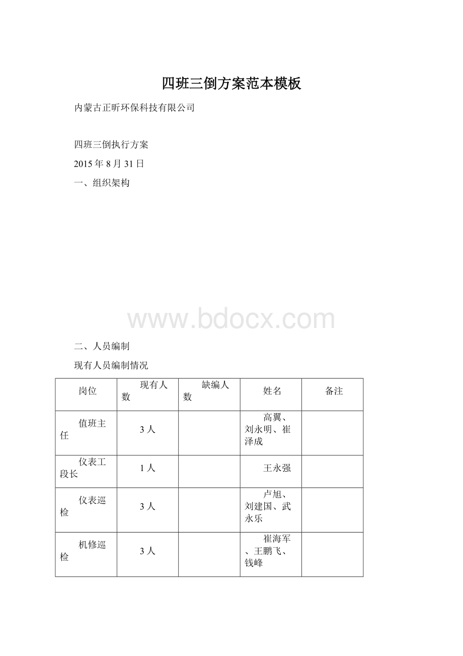 四班三倒方案范本模板Word格式文档下载.docx