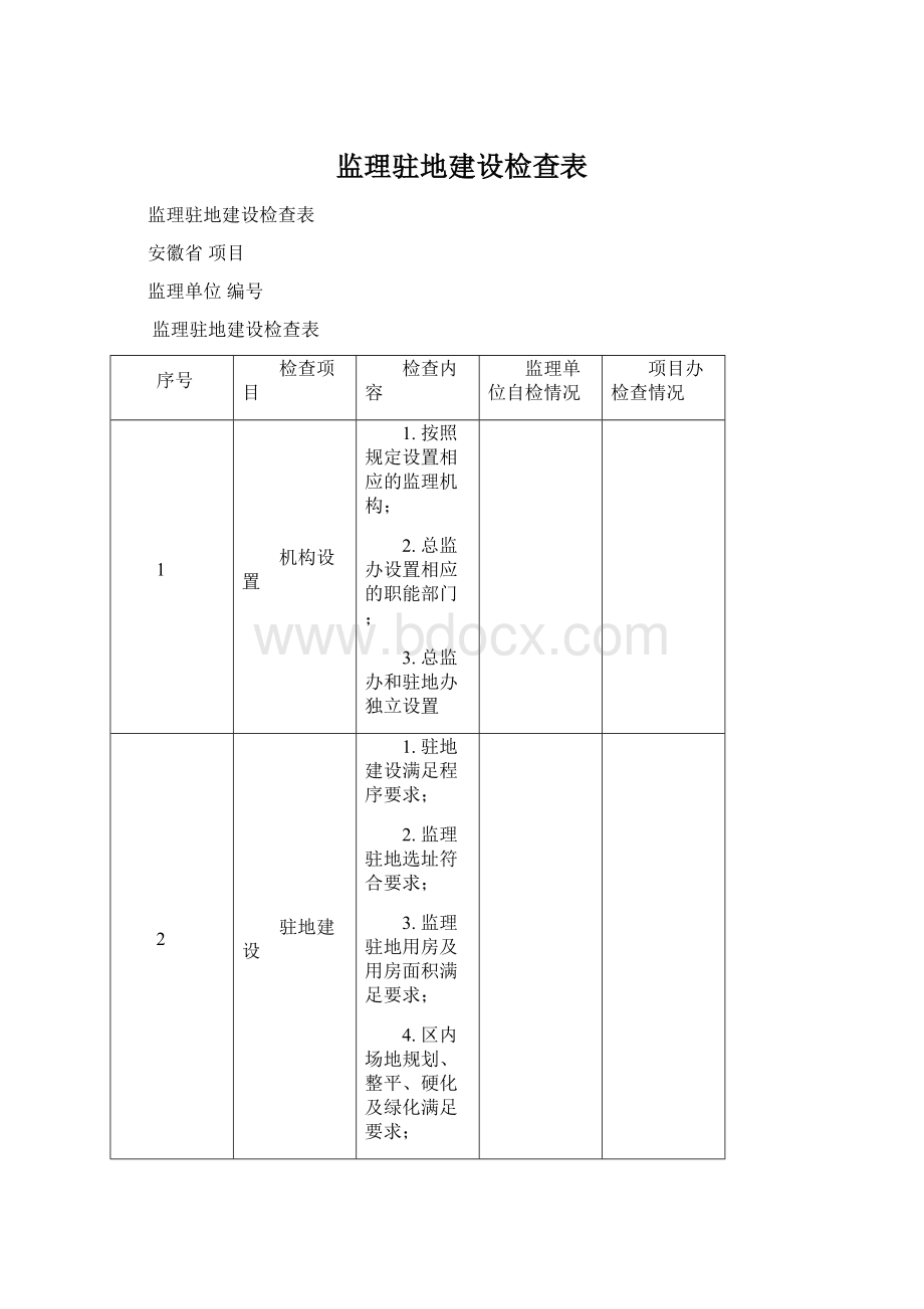 监理驻地建设检查表.docx