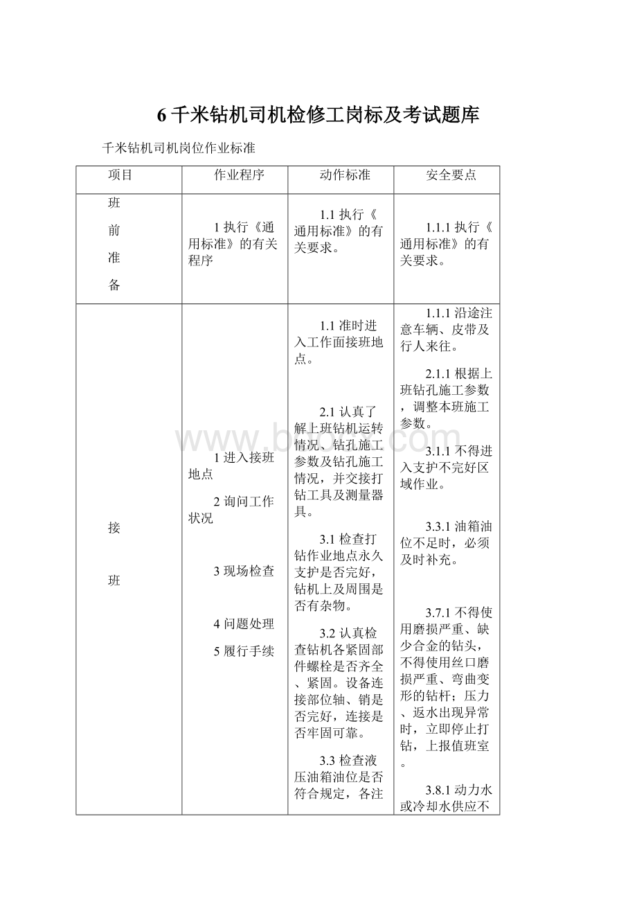 6千米钻机司机检修工岗标及考试题库.docx_第1页