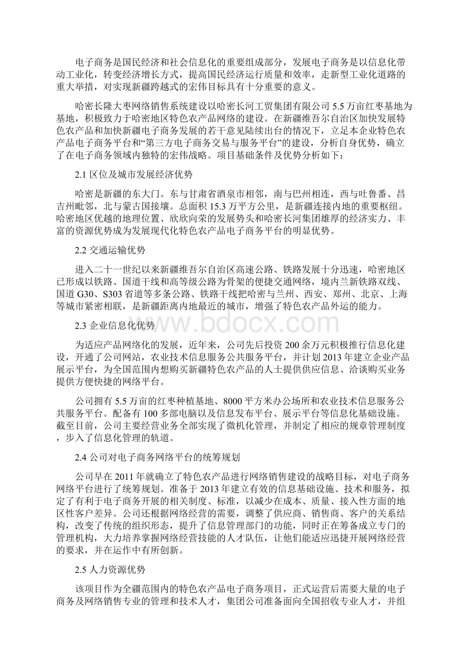 哈密长隆大枣网络销售系统建设项目可行性研究报告Word文档下载推荐.docx_第3页