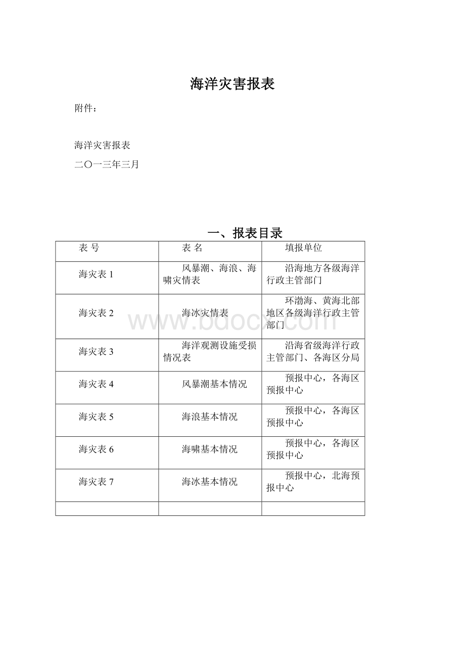 海洋灾害报表Word格式文档下载.docx