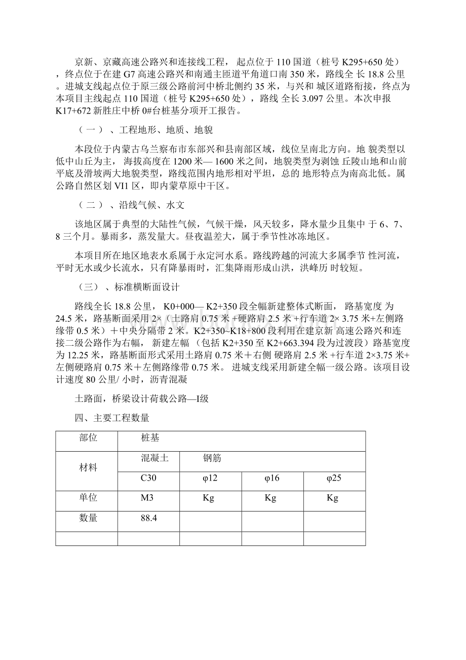 京新京藏高速公路兴和连接线工程开工报告文档格式.docx_第2页