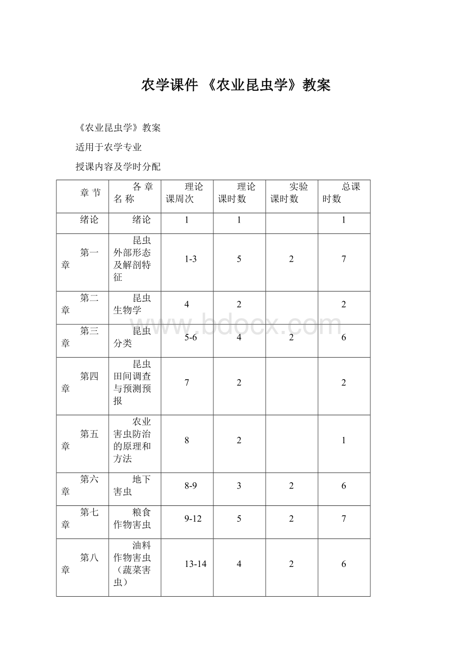 农学课件 《农业昆虫学》教案.docx