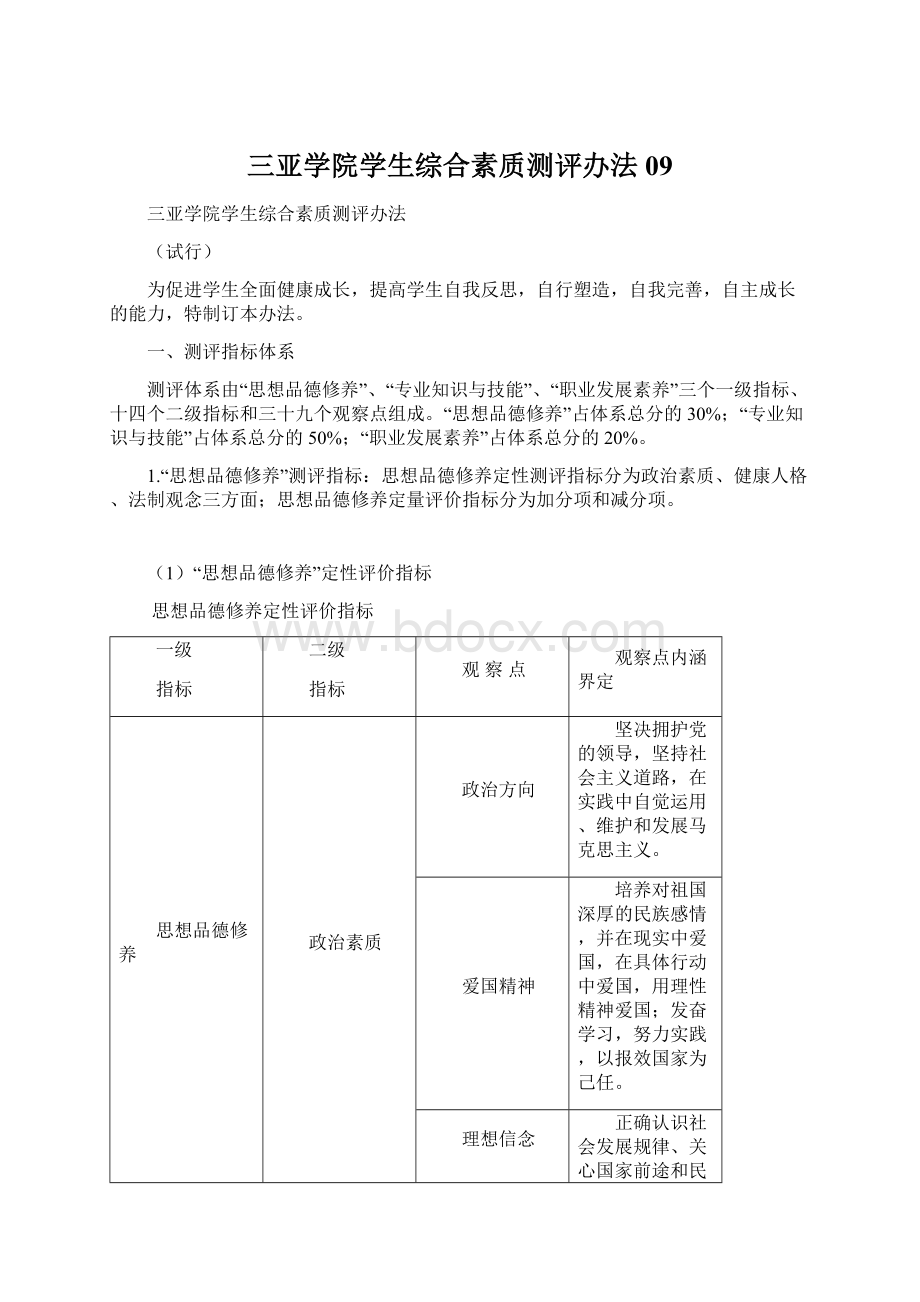 三亚学院学生综合素质测评办法09Word文档格式.docx