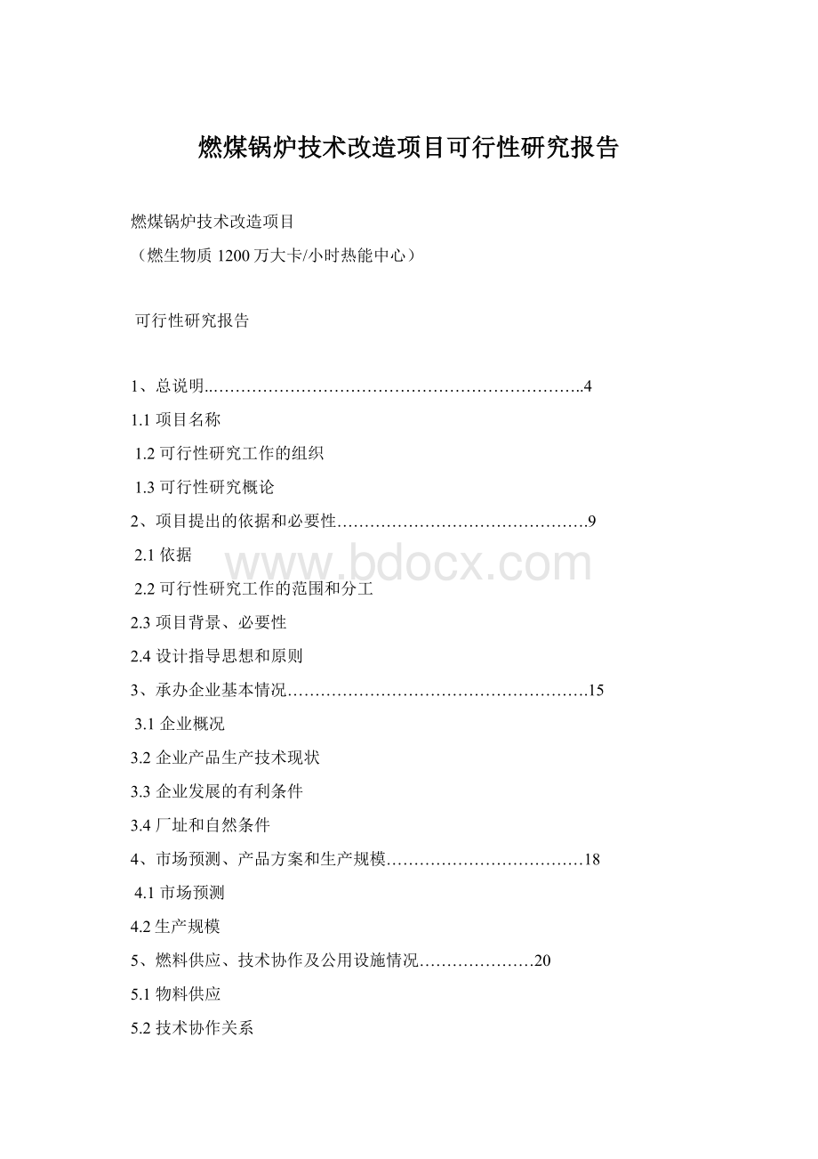 燃煤锅炉技术改造项目可行性研究报告Word文档格式.docx