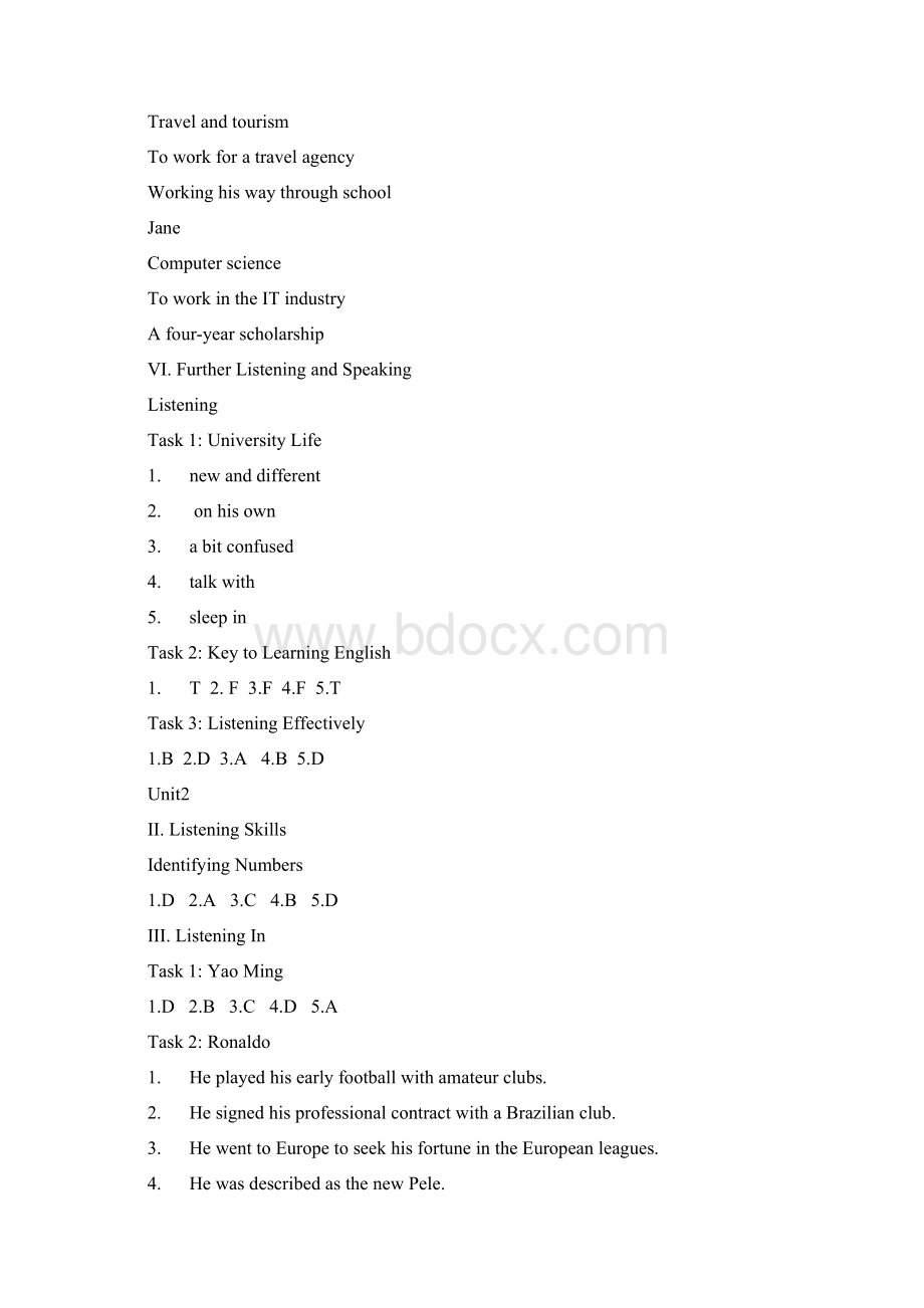 大学英语视听说教程1答案Unit110Word文档格式.docx_第2页