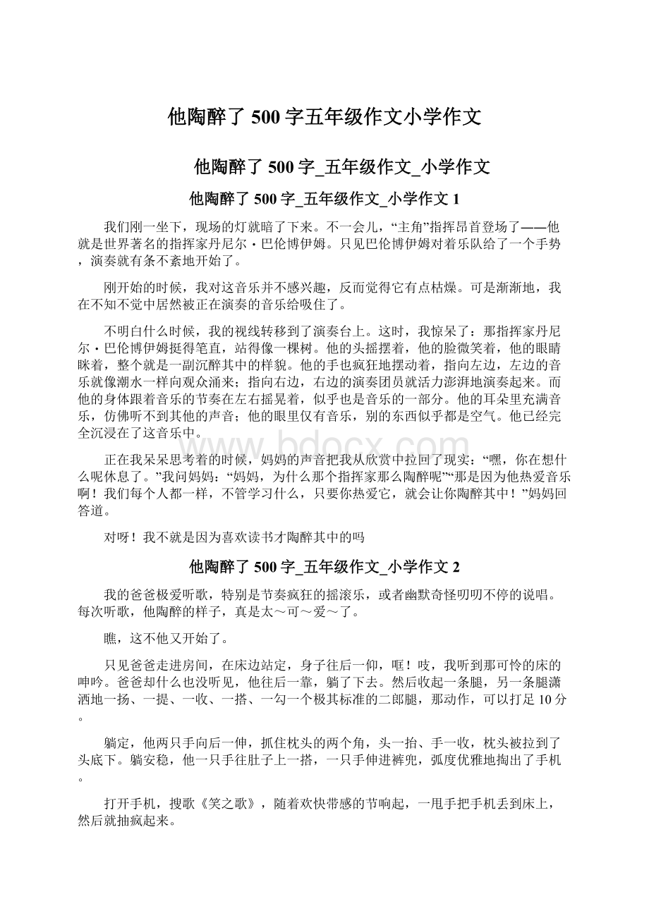 他陶醉了500字五年级作文小学作文文档格式.docx