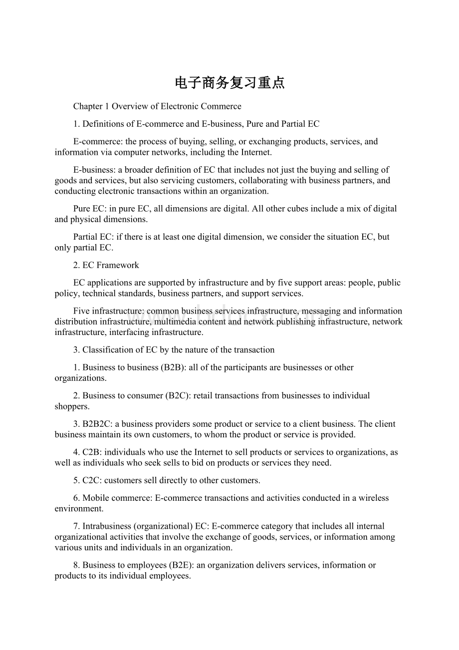 电子商务复习重点Word格式文档下载.docx