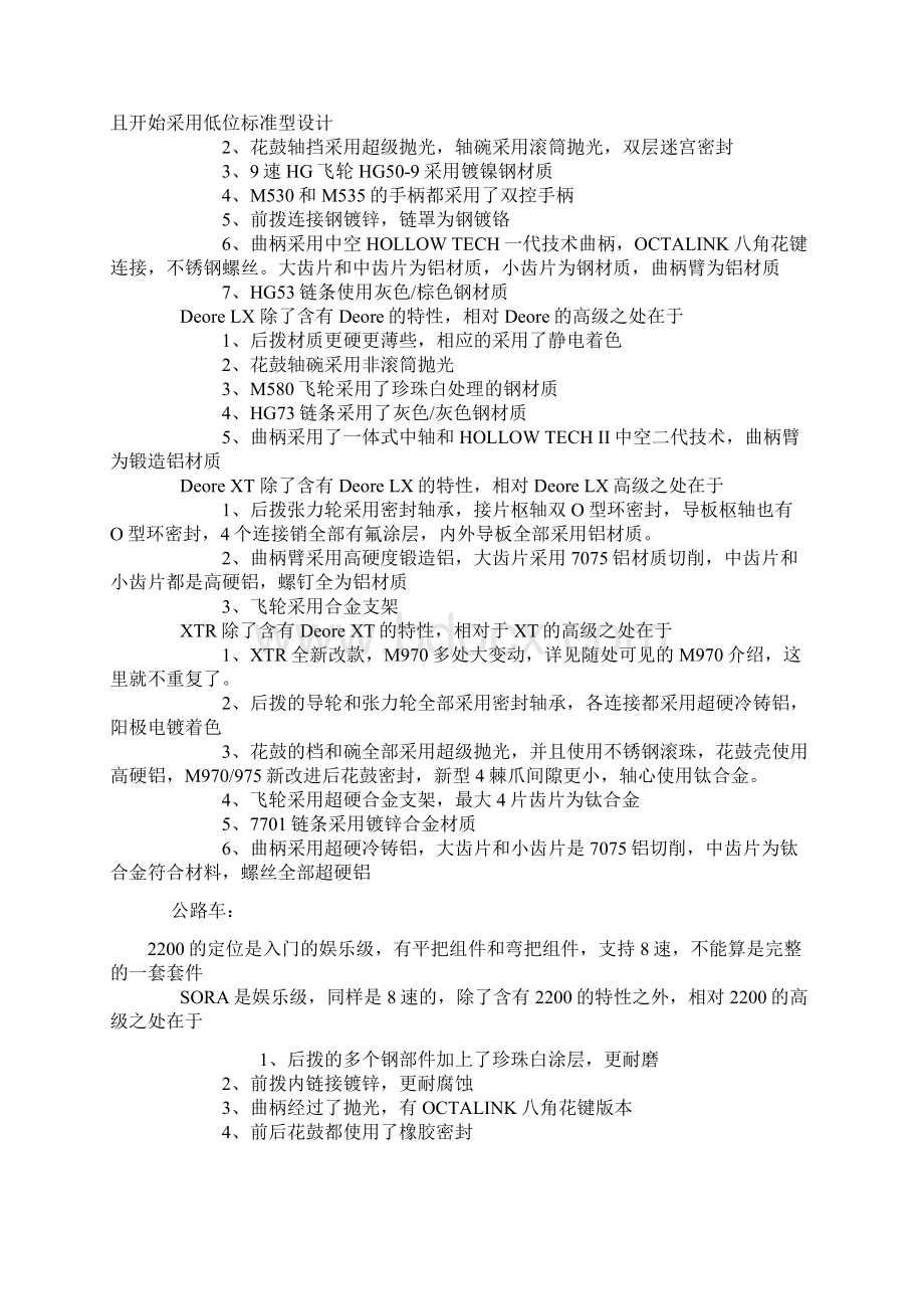 超多实物图SHIMANO禧玛诺自行车套件等级区别.docx_第3页