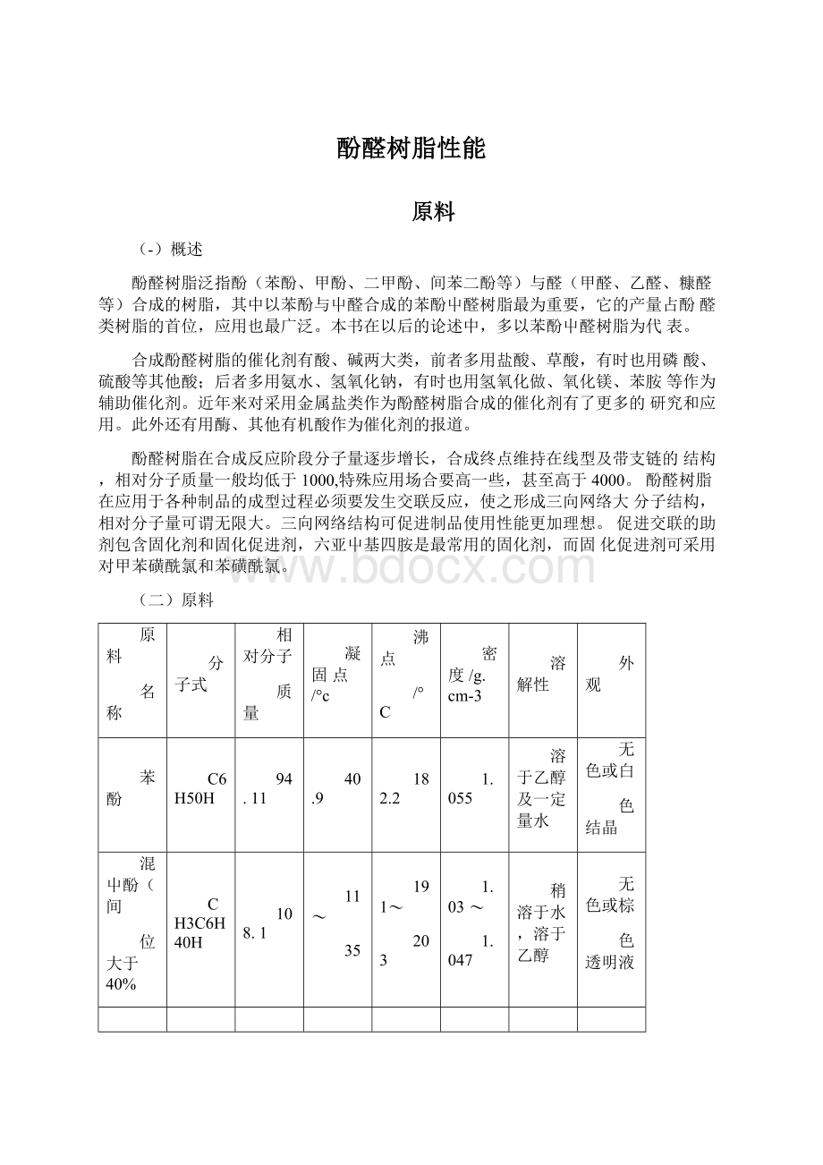 酚醛树脂性能Word格式文档下载.docx