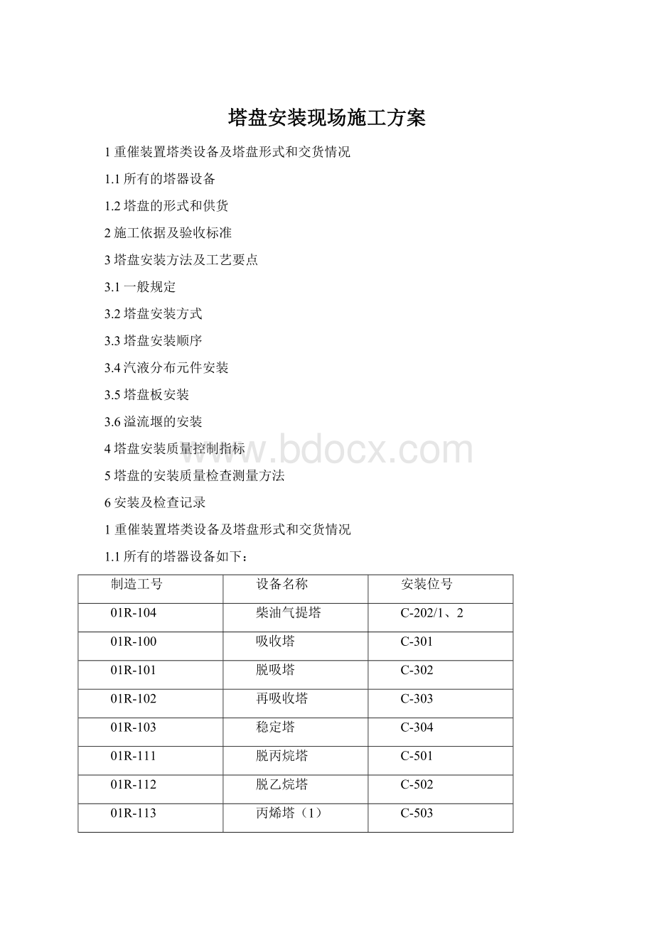 塔盘安装现场施工方案.docx_第1页