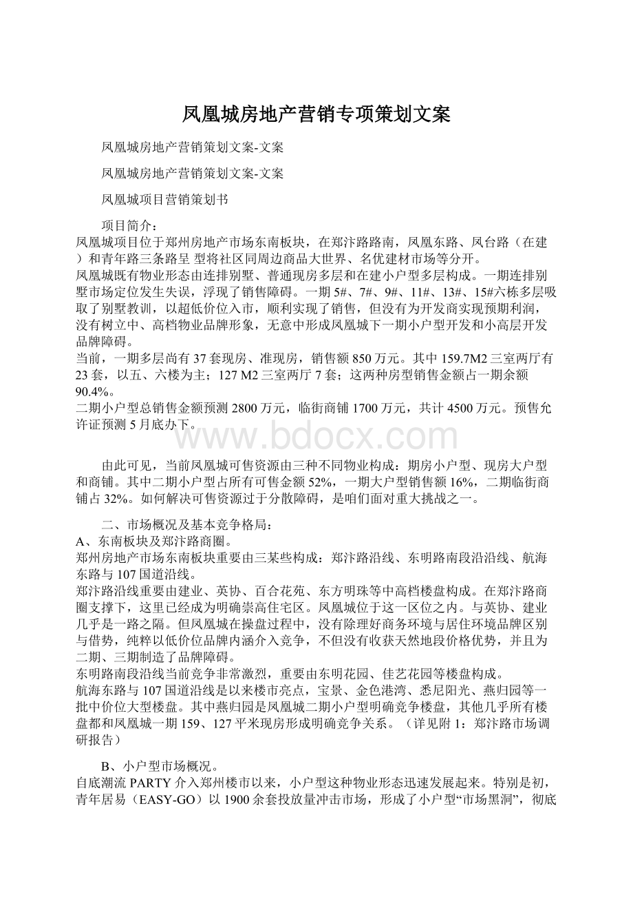 凤凰城房地产营销专项策划文案Word文档格式.docx