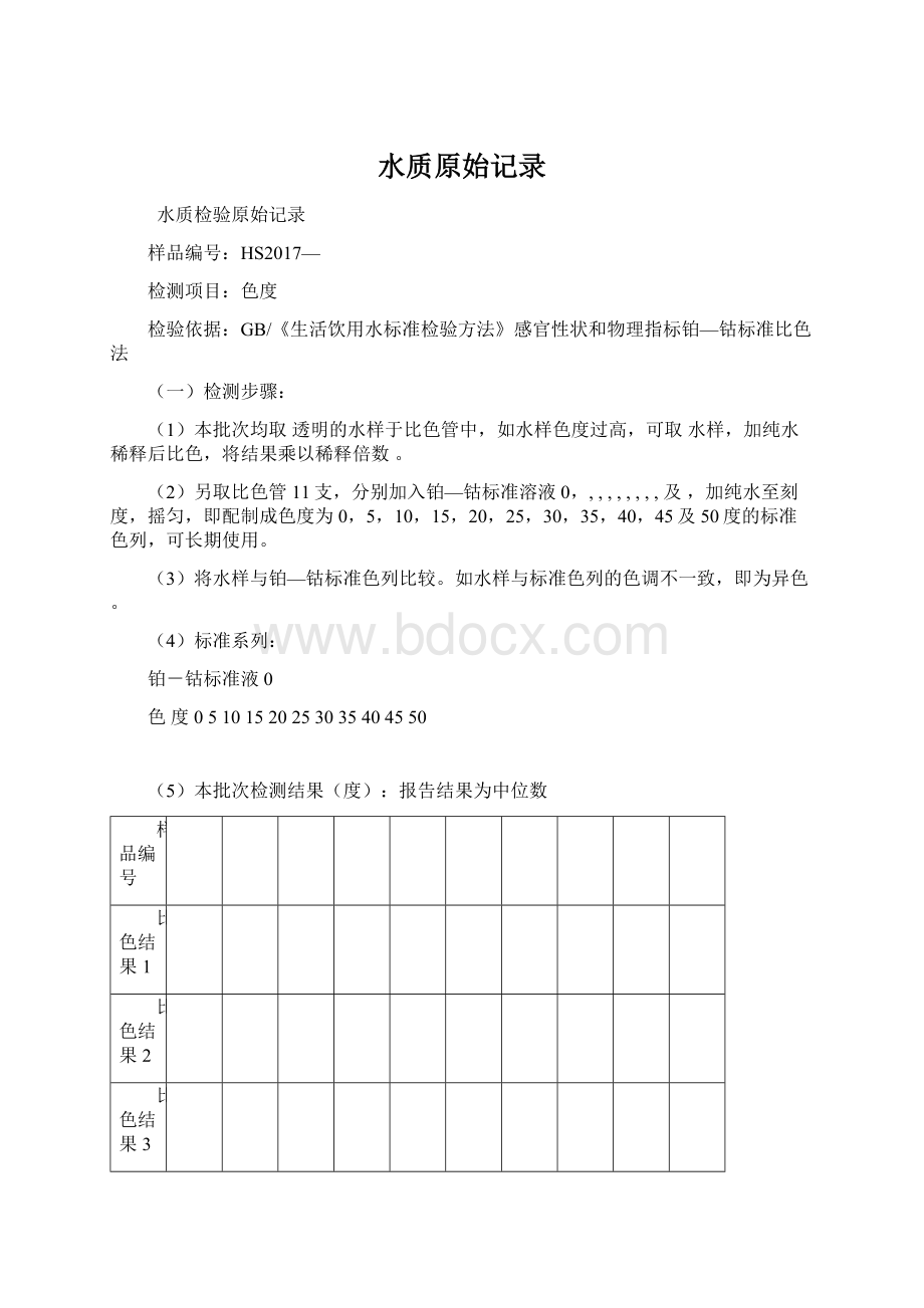 水质原始记录Word格式.docx_第1页