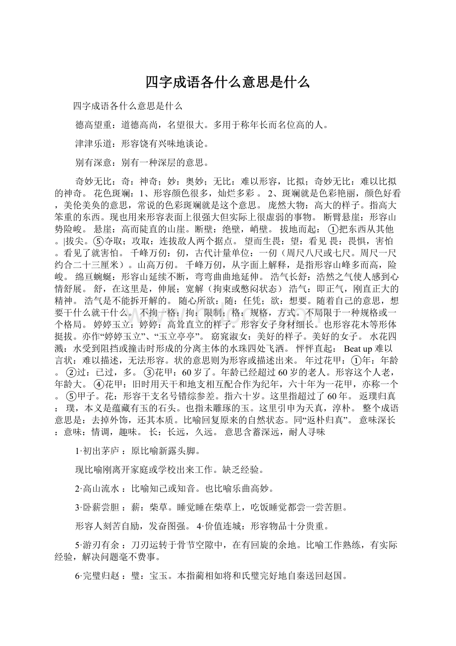 四字成语各什么意思是什么.docx